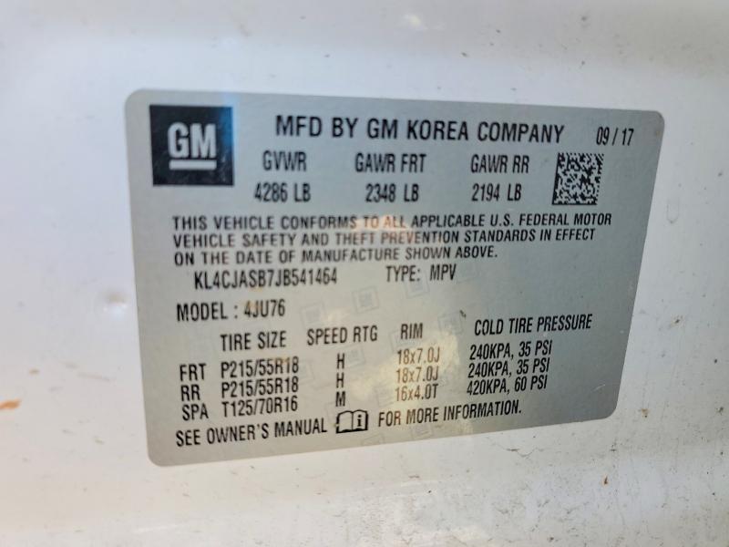 Aukcja sprzedaży 2018 Buick Encore, vin: KL4CJASB7JB541464, numer aukcji: 58100066