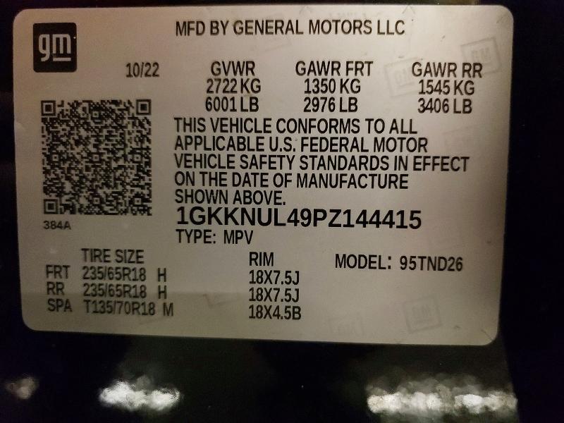 Aukcja sprzedaży 2023 Gmc Acadia, vin: 1GKKNUL49PZ144415, numer aukcji: 57140596