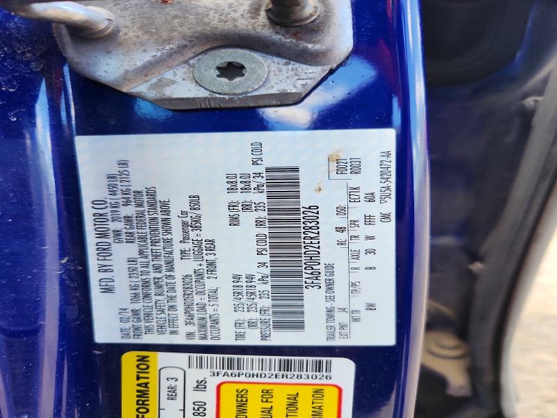 Aukcja sprzedaży 2014 Ford Fusion, vin: 3FA6P0HD2ER283026, numer aukcji: 57182966