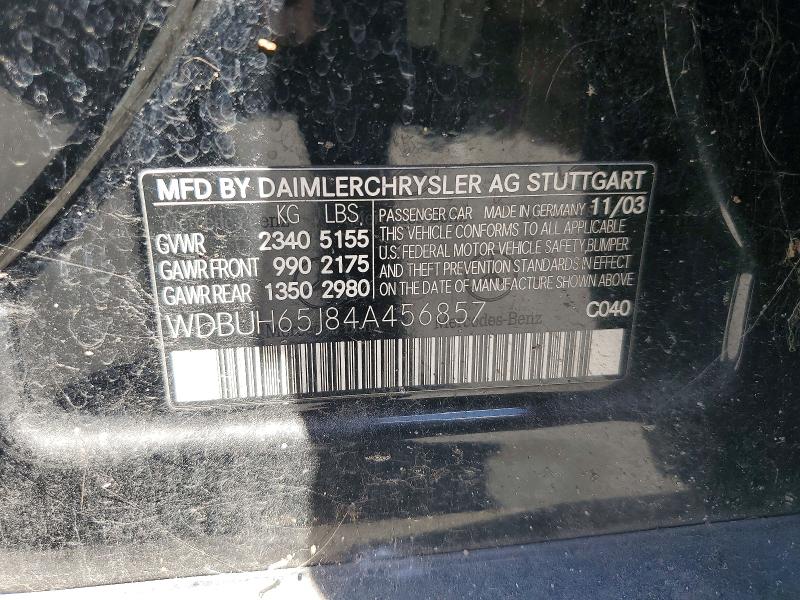 Aukcja sprzedaży 2004 Mercedes-benz E, vin: WDBUH65J84A456857, numer aukcji: 57053576