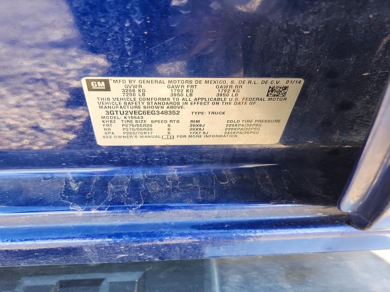 57677146 :رقم المزاد ، 3GTU2VEC6EG348352 vin ، 2014 Gmc Sierra مزاد بيع