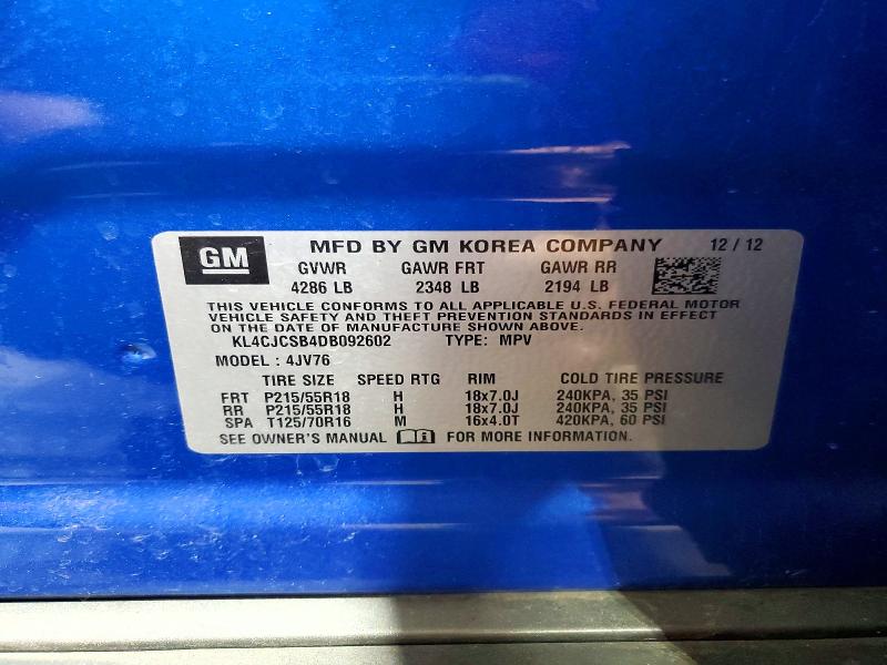 Aukcja sprzedaży 2013 Buick Encore, vin: KL4CJCSB4DB092602, numer aukcji: 58225466