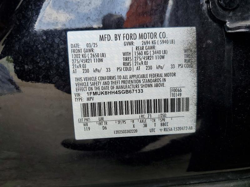 Продаж на аукціоні авто 2025 Ford Explorer, vin: 1FMUK8HH4SGB67133, номер лоту: 55820956