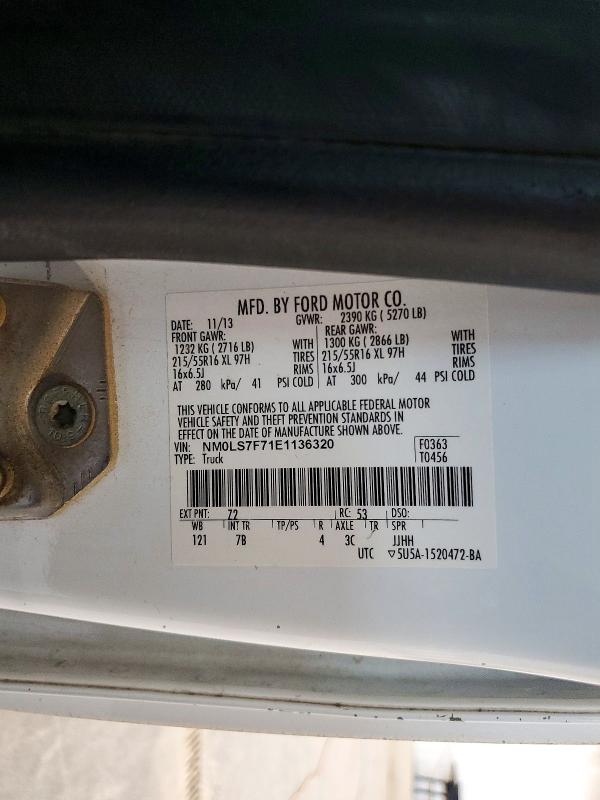 58720076 :رقم المزاد ، NM0LS7F71E1136320 vin ، 2014 Ford Transit Connect مزاد بيع