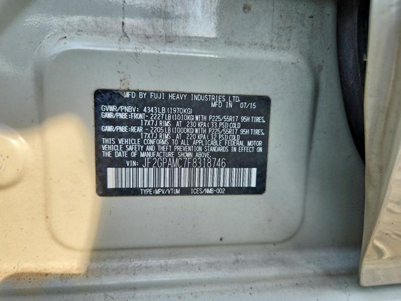 59058226 :رقم المزاد ، JF2GPAMC7F8318746 vin ، 2015 Subaru Xv Crosstrek مزاد بيع