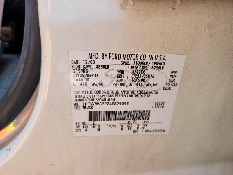 Продажа на аукционе авто 2004 Ford F350, vin: 1FTWW32P74EB79098, номер лота: 56171096