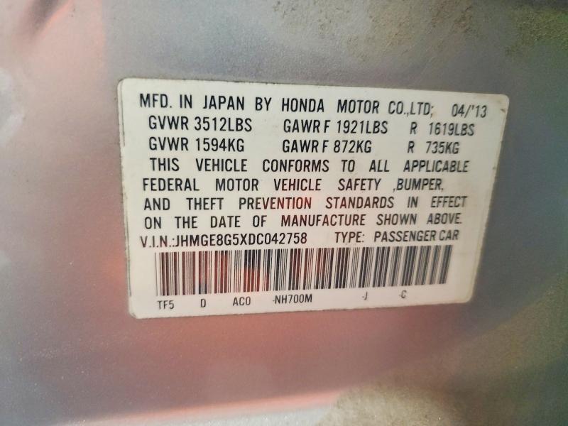 2013 Honda Fit მანქანა იყიდება აუქციონზე, vin: JHMGE8G5XDC042758, აუქციონის ნომერი: 58437656
