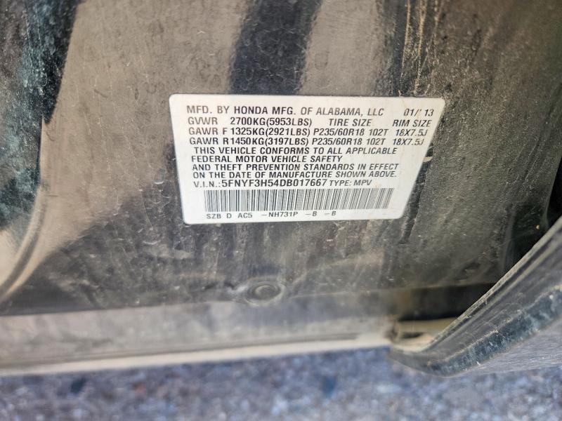 Aukcja sprzedaży 2013 Honda Pilot, vin: 5FNYF3H54DB017667, numer aukcji: 58498686