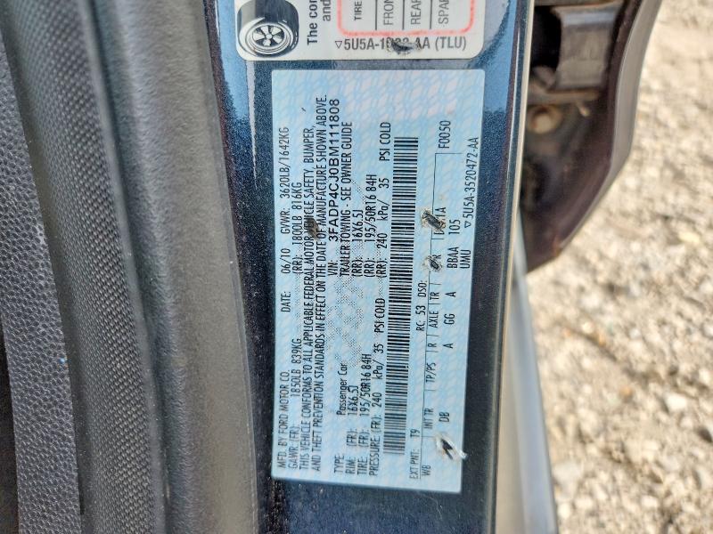 2011 Ford Fiesta მანქანა იყიდება აუქციონზე, vin: 3FADP4CJ0BM111808, აუქციონის ნომერი: 58298046