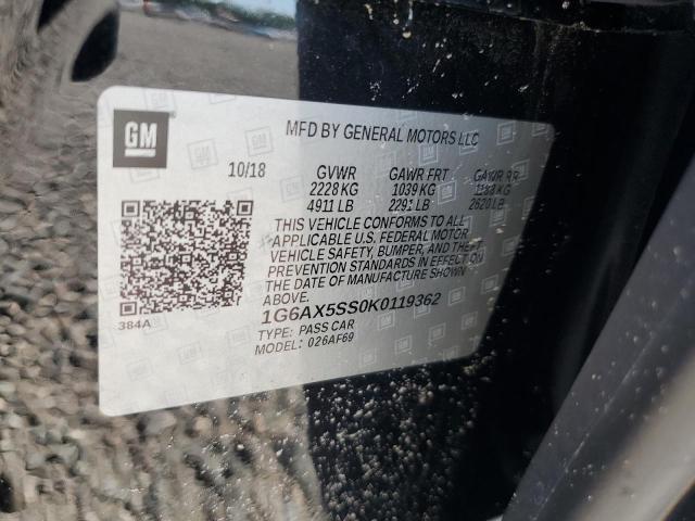 2019 Cadillac Cts მანქანა იყიდება აუქციონზე, vin: 1G6AX5SS0K0119362, აუქციონის ნომერი: 56413006