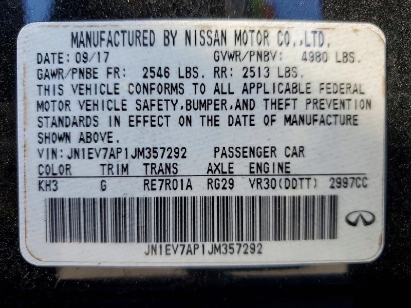 Продаж на аукціоні авто 2018 Infiniti Q50, vin: JN1EV7AP1JM357292, номер лоту: 56326646