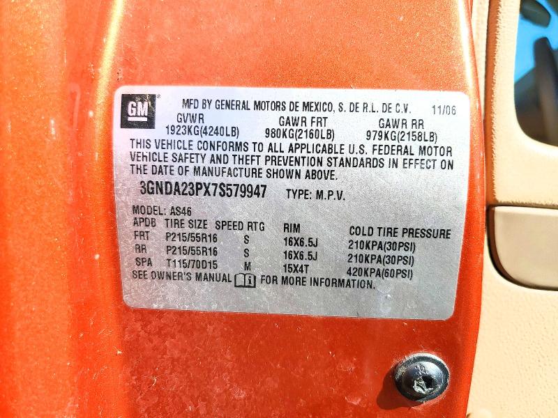 Продаж на аукціоні авто 2007 Chevrolet Hhr, vin: 3GNDA23PX7S579947, номер лоту: 54552386
