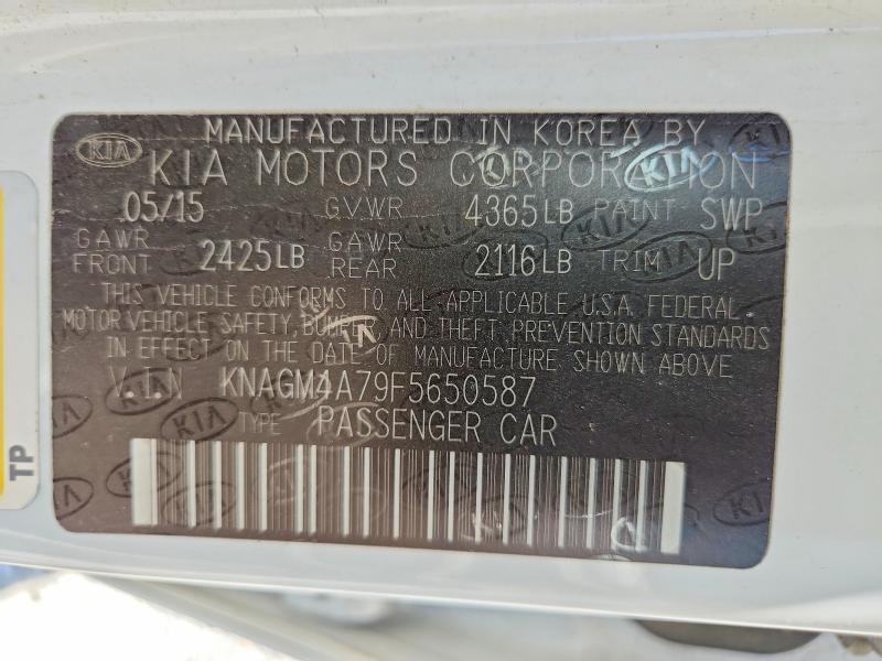 Продажа на аукционе авто 2015 Kia Optima, vin: KNAGM4A79F5650587, номер лота: 56356056