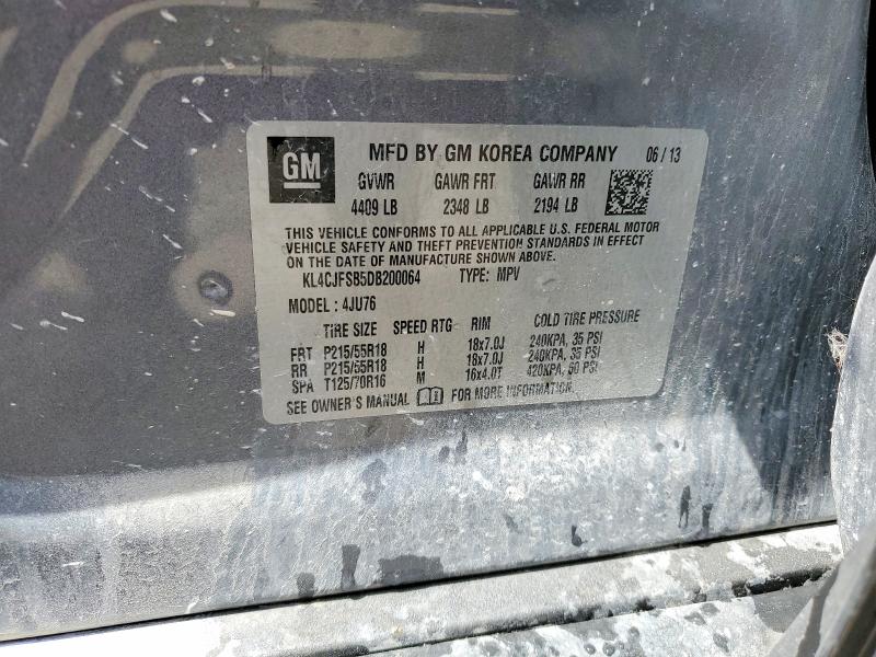 2013 Buick Encore მანქანა იყიდება აუქციონზე, vin: KL4CJFSB5DB200064, აუქციონის ნომერი: 54560016