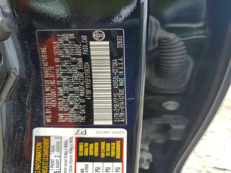 56939986 :رقم المزاد ، 4T1BF1FK5FU106334 vin ، 2015 Toyota Camry مزاد بيع