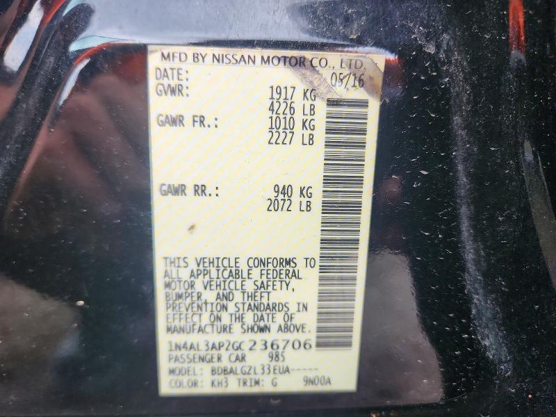 Aukcja sprzedaży 2016 Nissan Altima, vin: 1N4AL3AP2GC236706, numer aukcji: 57215886