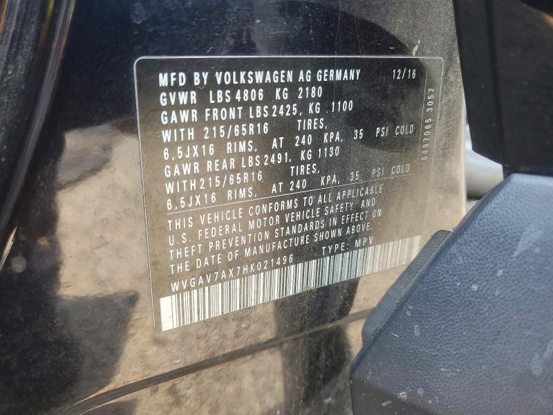 Aukcja sprzedaży 2017 Volkswagen Tiguan, vin: WVGAV7AX7HK021496, numer aukcji: 58833996