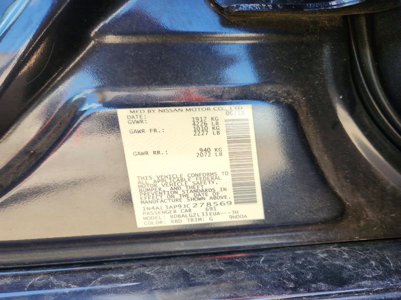 2018 Nissan Altima მანქანა იყიდება აუქციონზე, vin: 1N4AL3AP9JC278569, აუქციონის ნომერი: 55477726