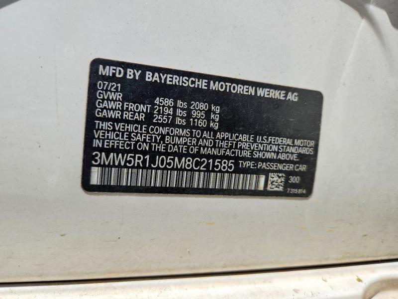 Продаж на аукціоні авто 2021 Bmw 330i, vin: 3MW5R1J05M8C21585, номер лоту: 56324006
