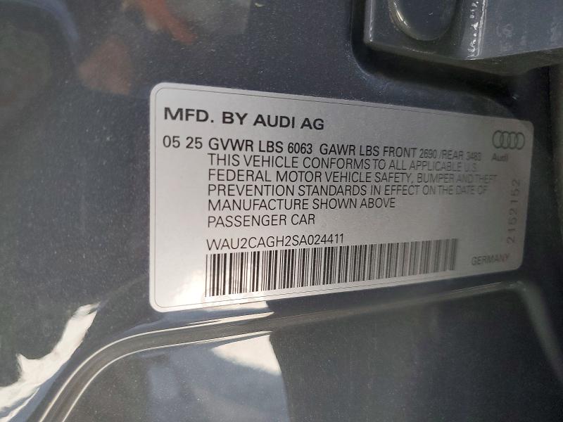 59383316 :رقم المزاد ، WAU2CAGH2SA024411 vin ، 2025 Audi A6 E-tron مزاد بيع