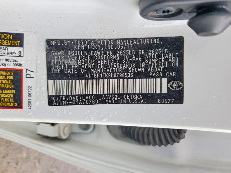 Aukcja sprzedaży 2017 Toyota Camry, vin: 4T1BF1FK9HU798536, numer aukcji: 56153556