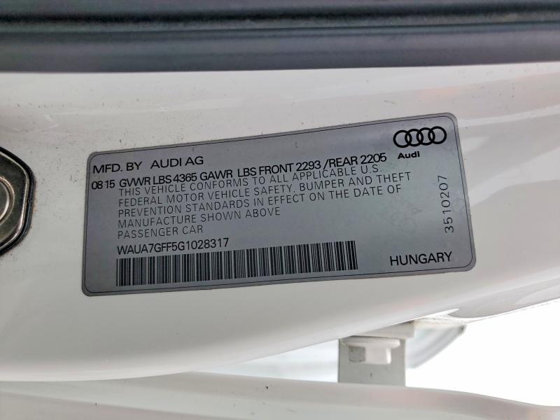 57488116 :رقم المزاد ، WAUA7GFF5G1028317 vin ، 2016 Audi A3 مزاد بيع