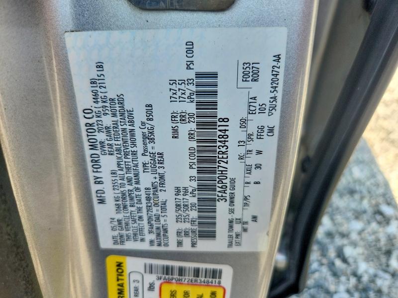 2014 Ford Fusion მანქანა იყიდება აუქციონზე, vin: 3FA6P0H72ER348418, აუქციონის ნომერი: 57129696