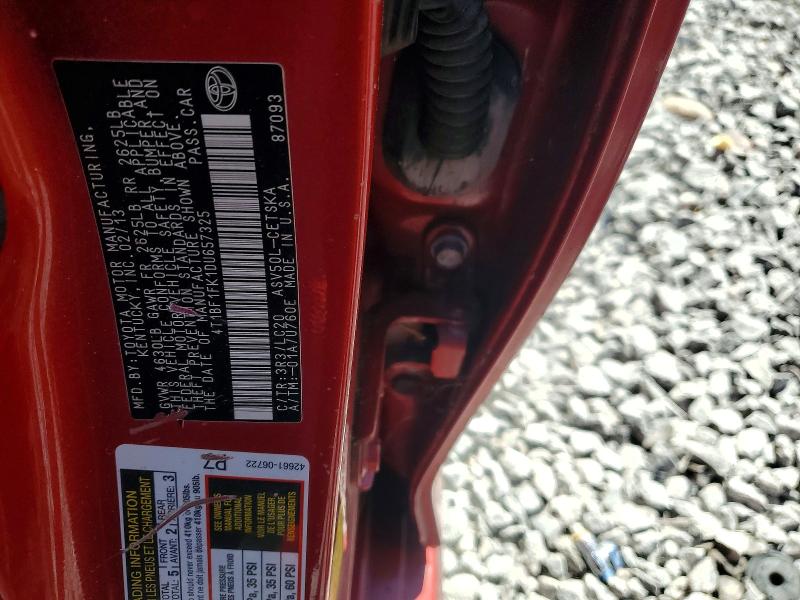Aukcja sprzedaży 2013 Toyota Camry, vin: 4T1BF1FK1DU657325, numer aukcji: 56067296