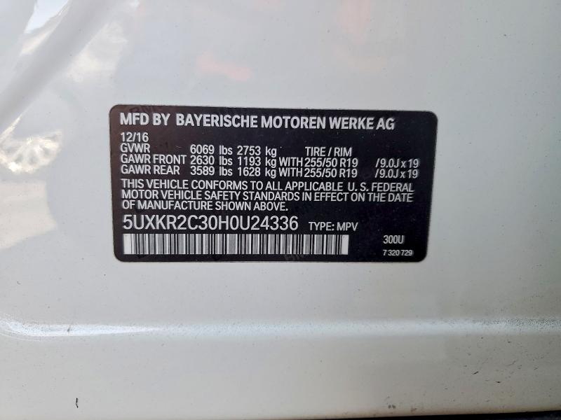 2017 Bmw X5 მანქანა იყიდება აუქციონზე, vin: 5UXKR2C30H0U24336, აუქციონის ნომერი: 56067936