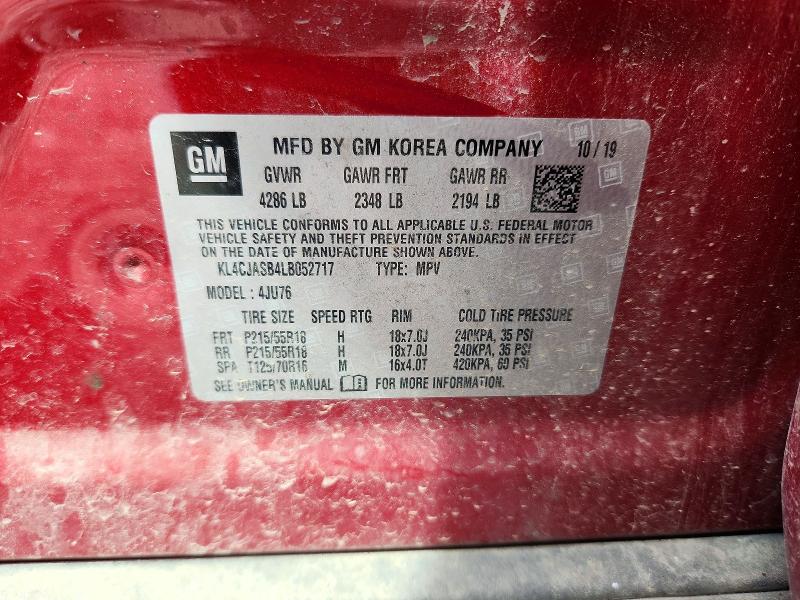 Aukcja sprzedaży 2020 Buick Encore, vin: KL4CJASB4LB052717, numer aukcji: 56148136