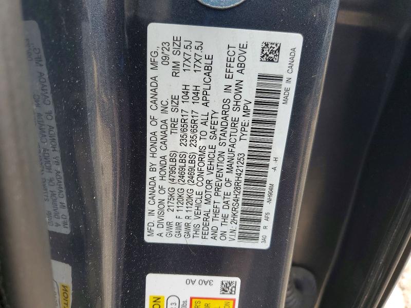 Продажа на аукционе авто 2024 Honda Cr-v, vin: 2HKRS4H28RH421253, номер лота: 55824356