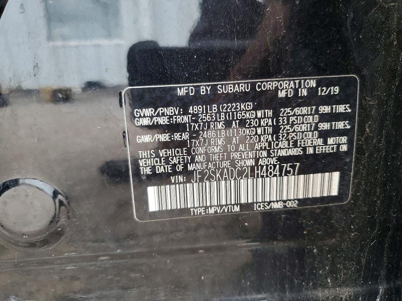 Aukcja sprzedaży 2020 Subaru Forester, vin: JF2SKADC2LH484757, numer aukcji: 59118756