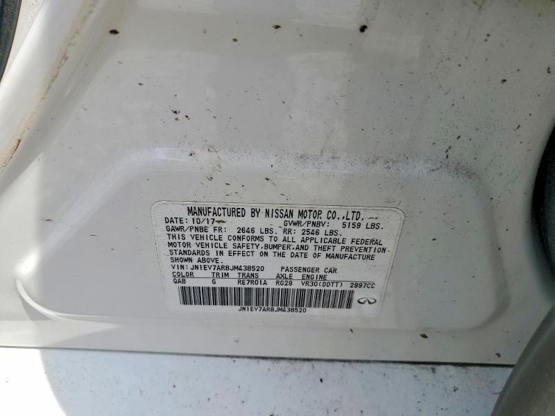 57968826 :رقم المزاد ، JN1EV7AR8JM438520 vin ، 2018 Infiniti Q50 مزاد بيع