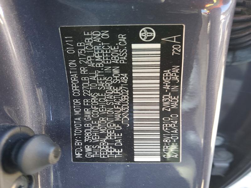 2011 Toyota Prius მანქანა იყიდება აუქციონზე, vin: JTDKN3DU3B0271484, აუქციონის ნომერი: 57954196