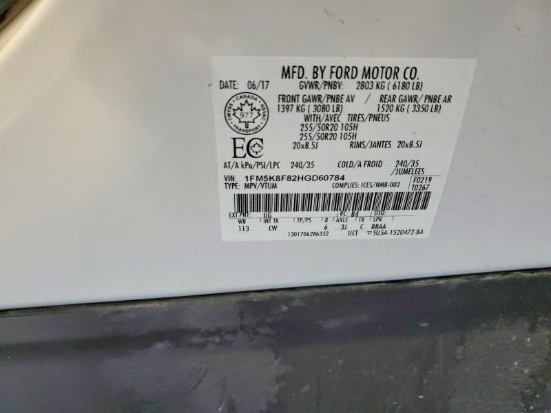 Aukcja sprzedaży 2017 Ford Explorer, vin: 1FM5K8F82HGD60784, numer aukcji: 56349006