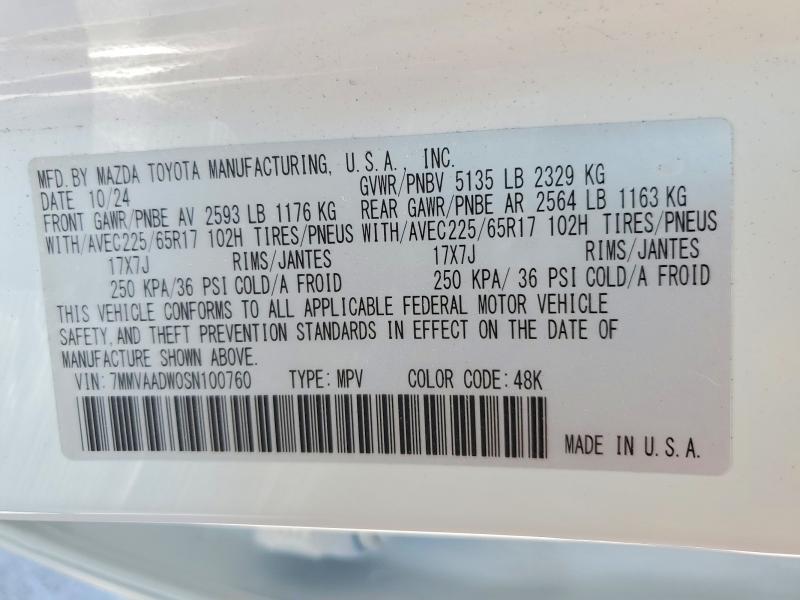 57700026 :رقم المزاد ، 7MMVAADW0SN100760 vin ، 2025 Mazda Cx-50 مزاد بيع