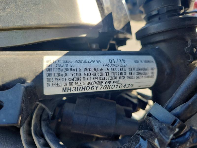 Aukcja sprzedaży 2016 Yamaha Yzfr3, vin: MH3RH06Y7GK010439, numer aukcji: 57424816