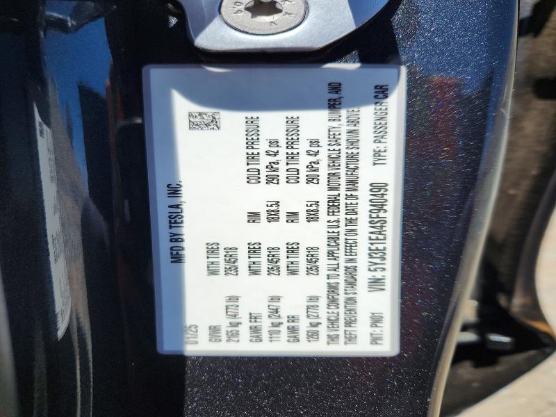 Aukcja sprzedaży 2025 Tesla Model 3, vin: 5YJ3E1EA4SF940490, numer aukcji: 57369426