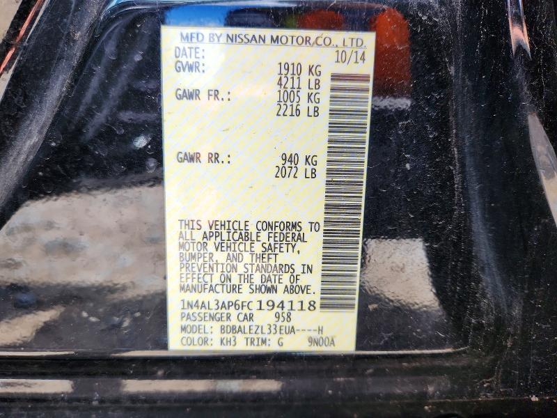 Продаж на аукціоні авто 2015 Nissan Altima, vin: 1N4AL3AP6FC194118, номер лоту: 58470086