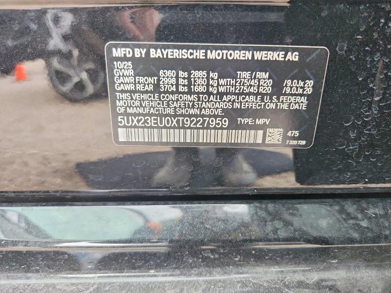 54526456 :رقم المزاد ، 5UX23EU0XT9227959 vin ، 2026 Bmw X5 3.0i مزاد بيع
