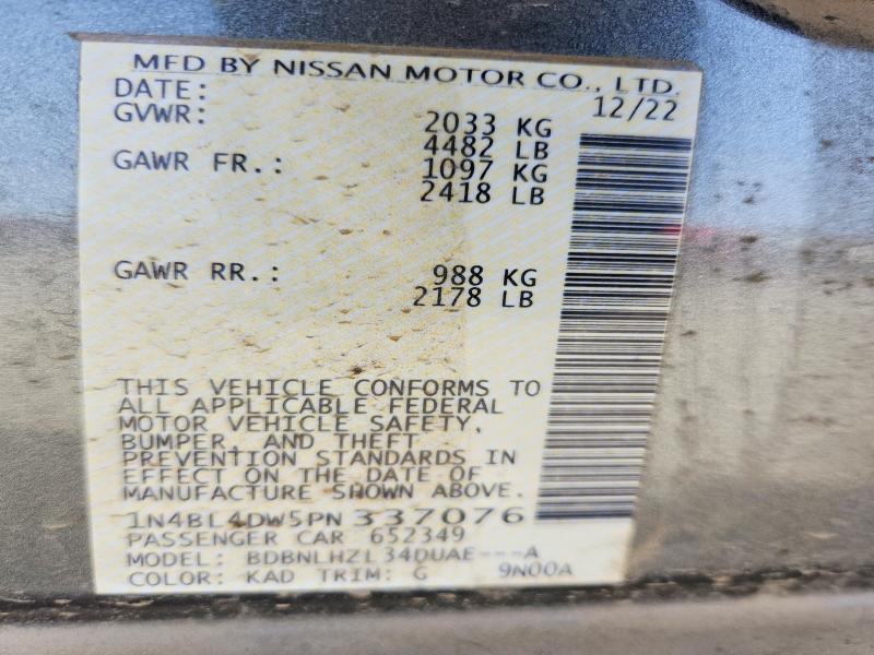 Продажа на аукционе авто 2023 Nissan Altima, vin: 1N4BL4DW5PN337076, номер лота: 55713586