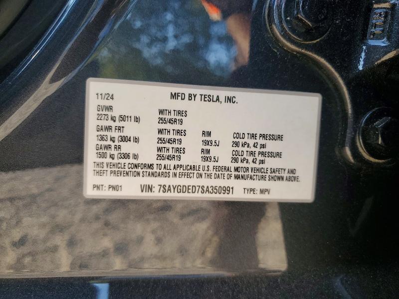 56294246 :رقم المزاد ، 7SAYGDED7SA350991 vin ، 2025 Tesla Model Y مزاد بيع