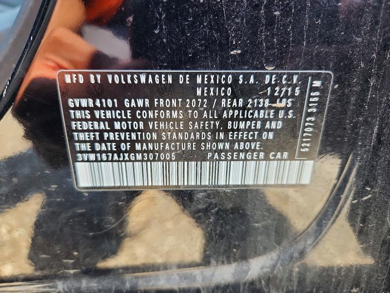 58447626 :رقم المزاد ، 3VW167AJXGM307005 vin ، 2016 Volkswagen Jetta مزاد بيع