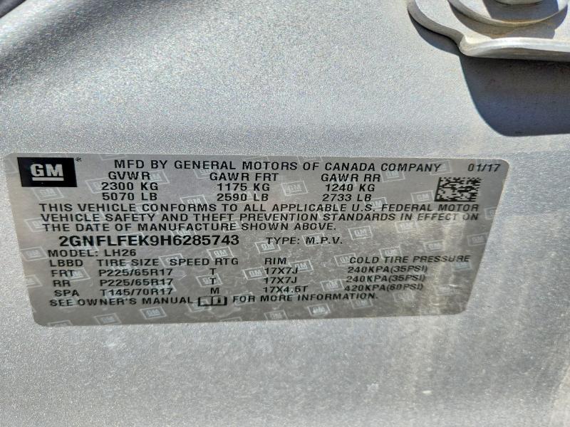 Aukcja sprzedaży 2017 Chevrolet Equinox, vin: 2GNFLFEK9H6285743, numer aukcji: 57872176
