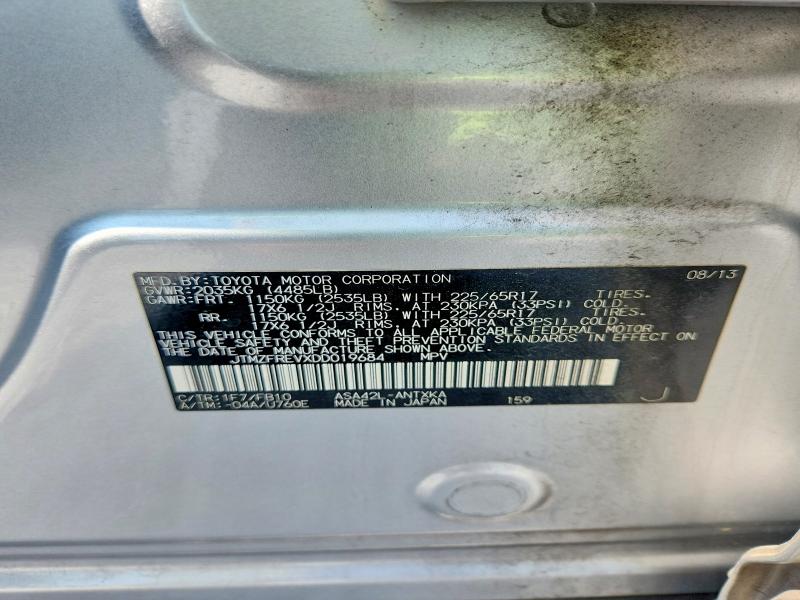 Aukcja sprzedaży 2013 Toyota Rav4, vin: JTMZFREVXDD019684, numer aukcji: 85625175
