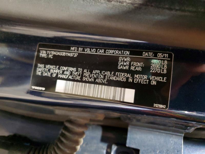 2011 Volvo S80 მანქანა იყიდება აუქციონზე, vin: YV1940AS0B1149737, აუქციონის ნომერი: 56283586
