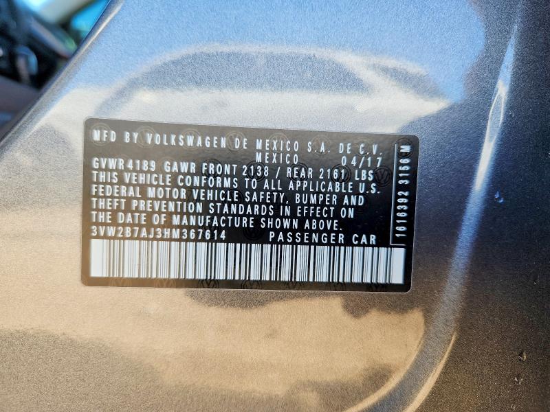 Продажа на аукционе авто 2017 Volkswagen Jetta, vin: 3VW2B7AJ3HM367614, номер лота: 57550796