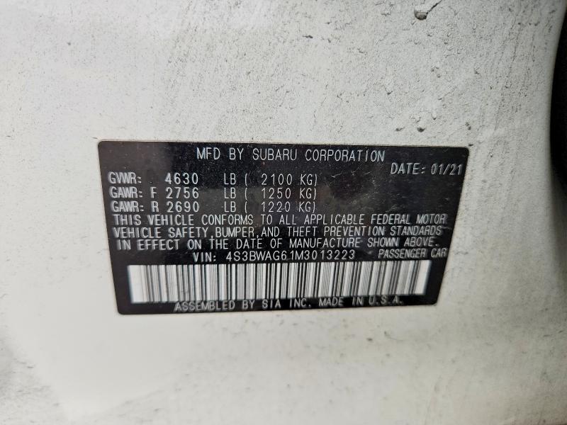 Продажа на аукционе авто 2021 Subaru Legacy, vin: 4S3BWAG61M3013223, номер лота: 58926176
