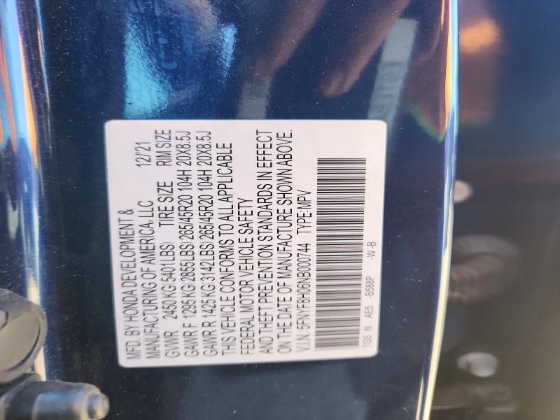 Продаж на аукціоні авто 2022 Honda Passport, vin: 5FNYF8H06NB000744, номер лоту: 57307036
