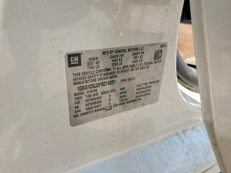 2015 Gmc Yukon მანქანა იყიდება აუქციონზე, vin: 1GKS1CKJ2FR274287, აუქციონის ნომერი: 58541226